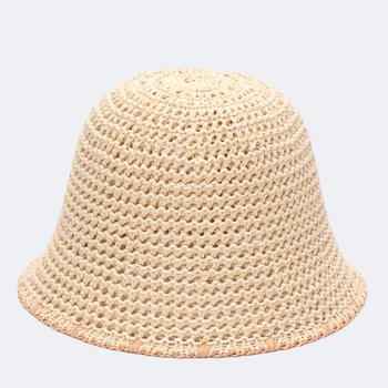 2023 NAUJAS Kvėpuojantis megzti kibiro kepurę moterims Vasaros lino žvejys skrybėlę Temperamentas skėtį nuo saulės baseino kepurės paplūdimio skrybėlę Nuotrauka